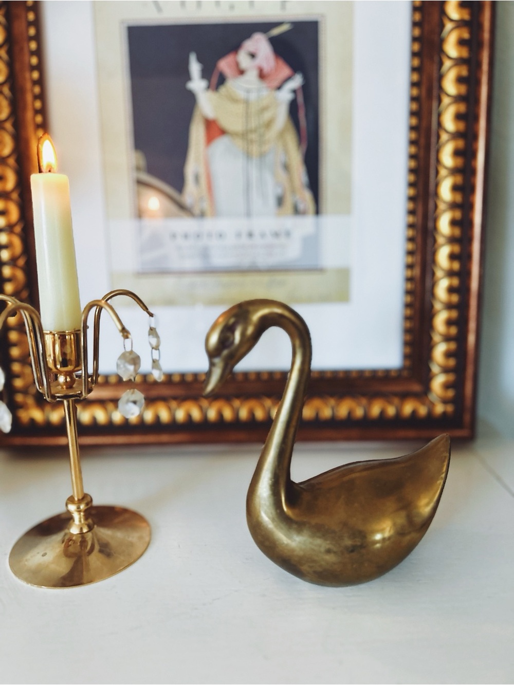 Brass Swan Figurine - Gold Decorative Accent